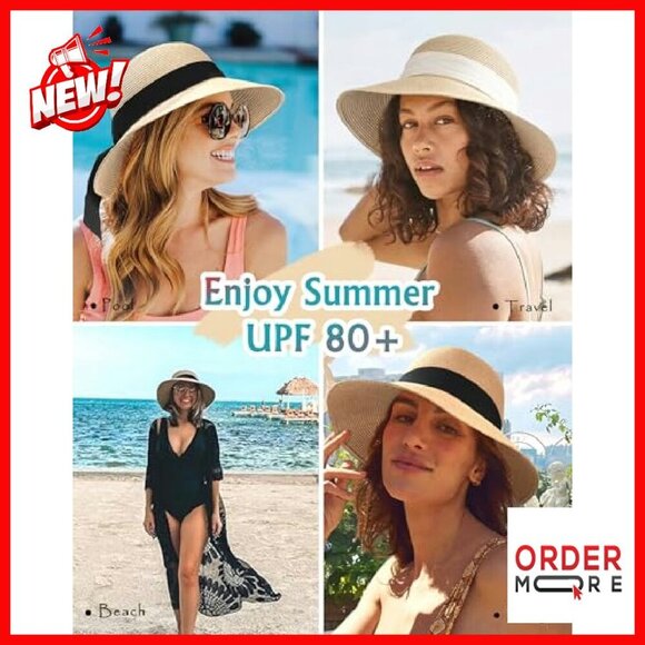 Women\'s Foldable Sun Hat UPF 80+ UV Protection Travel Beach Hat